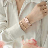 Buy Shop Daniel Wellington Quadro Pressed Mother of Pearl Pink Dial Pink Leather Strap Watch For Women - DW00100508 USA Online