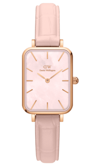 Buy Shop Daniel Wellington Quadro Pressed Mother of Pearl Pink Dial Pink Leather Strap Watch For Women - DW00100508 USA Online