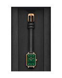 Buy Shop Daniel Wellington Quadro Pressed Sheffield Green Dial Black Leather Strap Watch For Women - DW00100439 USA Online