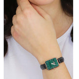 Buy Shop Daniel Wellington Quadro Pressed Sheffield Green Dial Black Leather Strap Watch For Women - DW00100439 USA Online