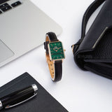 Buy Shop Daniel Wellington Quadro Pressed Sheffield Green Dial Black Leather Strap Watch For Women - DW00100439 USA Online
