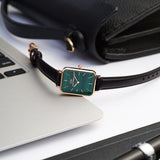 Buy Shop Daniel Wellington Quadro Pressed Sheffield Green Dial Black Leather Strap Watch For Women - DW00100439 USA Online