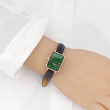 Buy Shop Daniel Wellington Quadro Pressed Sheffield Green Dial Black Leather Strap Watch For Women - DW00100439 USA Online