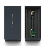 Buy Shop Daniel Wellington Quadro Pressed Sheffield Green Dial Black Leather Strap Watch For Women - DW00100439 USA Online