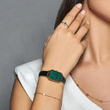 Buy Shop Daniel Wellington Quadro Pressed Sheffield Green Dial Black Leather Strap Watch For Women - DW00100439 USA Online
