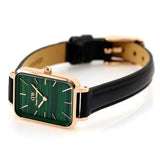 Buy Shop Daniel Wellington Quadro Pressed Sheffield Green Dial Black Leather Strap Watch For Women - DW00100439 USA Online