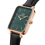 Buy Shop Daniel Wellington Quadro Pressed Sheffield Green Dial Black Leather Strap Watch For Women - DW00100439 USA Online