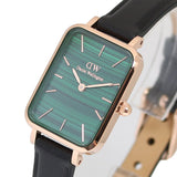 Buy Shop Daniel Wellington Quadro Pressed Sheffield Green Dial Black Leather Strap Watch For Women - DW00100439 USA Online