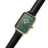 Buy Shop Daniel Wellington Quadro Pressed Sheffield Green Dial Black Leather Strap Watch For Women - DW00100439 USA Online