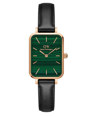 Buy Shop Daniel Wellington Quadro Pressed Sheffield Green Dial Black Leather Strap Watch For Women - DW00100439 USA Online