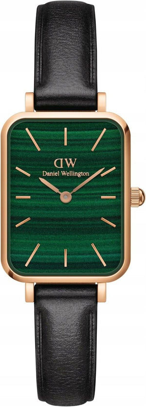 Buy Shop Daniel Wellington Quadro Pressed Sheffield Green Dial Black Leather Strap Watch For Women - DW00100439 USA Online