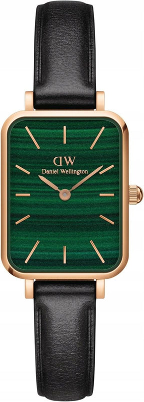 Buy Shop Daniel Wellington Quadro Pressed Sheffield Green Dial Black Leather Strap Watch For Women - DW00100439 USA Online