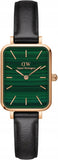 Buy Shop Daniel Wellington Quadro Pressed Sheffield Green Dial Black Leather Strap Watch For Women - DW00100439 USA Online