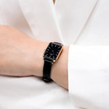 Buy Shop Daniel Wellington Quadro Sheffield Black Dial Black Leather Strap Watch For Women - DW00100435 USA Online