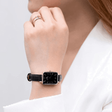 Buy Shop Daniel Wellington Quadro Sheffield Black Dial Black Leather Strap Watch For Women - DW00100435 USA Online