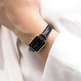 Buy Shop Daniel Wellington Quadro Sheffield Black Dial Black Leather Strap Watch For Women - DW00100435 USA Online