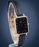 Buy Shop Daniel Wellington Quadro Sheffield Black Dial Black Leather Strap Watch For Women - DW00100435 USA Online
