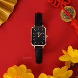 Buy Shop Daniel Wellington Quadro Sheffield Black Dial Black Leather Strap Watch For Women - DW00100435 USA Online