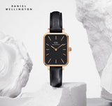 Buy Shop Daniel Wellington Quadro Sheffield Black Dial Black Leather Strap Watch For Women - DW00100435 USA Online