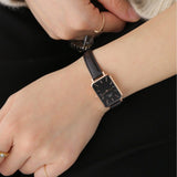 Buy Shop Daniel Wellington Quadro Sheffield Black Dial Black Leather Strap Watch For Women - DW00100435 USA Online