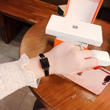 Buy Shop Daniel Wellington Quadro Sheffield Black Dial Black Leather Strap Watch For Women - DW00100435 USA Online