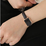 Buy Shop Daniel Wellington Quadro Sheffield Black Dial Black Leather Strap Watch For Women - DW00100435 USA Online