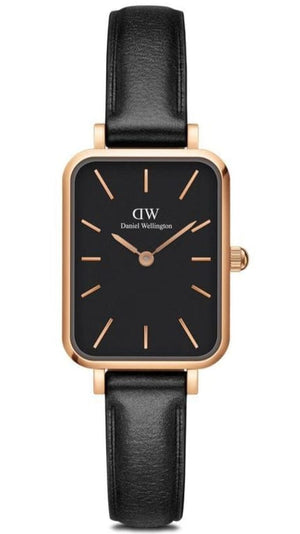 Buy Shop Daniel Wellington Quadro Sheffield Black Dial Black Leather Strap Watch For Women - DW00100435 USA Online
