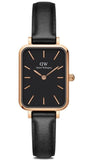 Buy Shop Daniel Wellington Quadro Sheffield Black Dial Black Leather Strap Watch For Women - DW00100435 USA Online