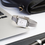 Buy Shop Daniel Wellington Quadro Sterling White Dial Silver Mesh Strap Watch For Women - DW00100438 USA Online