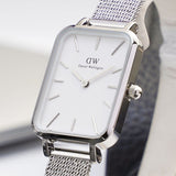 Buy Shop Daniel Wellington Quadro Sterling White Dial Silver Mesh Strap Watch For Women - DW00100438 USA Online