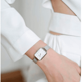 Buy Shop Daniel Wellington Quadro Sterling White Dial Silver Mesh Strap Watch For Women - DW00100438 USA Online