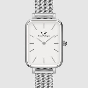 Buy Shop Daniel Wellington Quadro Sterling White Dial Silver Mesh Strap Watch For Women - DW00100438 USA Online