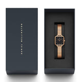 Buy Shop Daniel Wellington Quadro Studio Black Dial Rose Gold Mesh Strap Watch For Women - DW00100518 USA Online