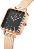 Buy Shop Daniel Wellington Quadro Studio Black Dial Rose Gold Mesh Strap Watch For Women - DW00100518 USA Online