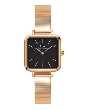 Buy Shop Daniel Wellington Quadro Studio Black Dial Rose Gold Mesh Strap Watch For Women - DW00100518 USA Online