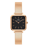 Buy Shop Daniel Wellington Quadro Studio Black Dial Rose Gold Mesh Strap Watch For Women - DW00100518 USA Online
