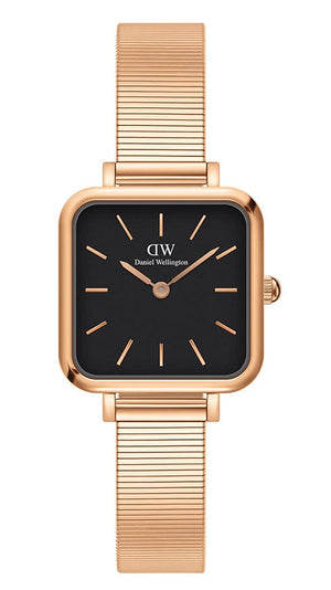 Buy Shop Daniel Wellington Quadro Studio Black Dial Rose Gold Mesh Strap Watch For Women - DW00100518 USA Online