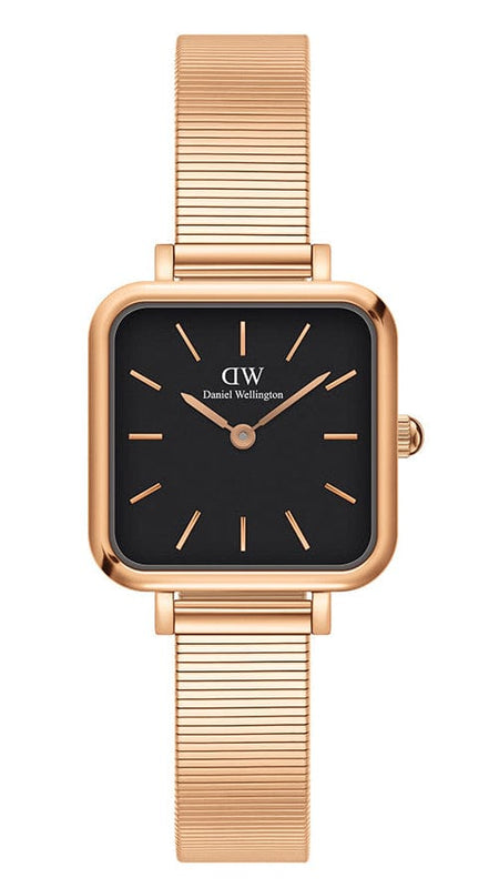 Buy Shop Daniel Wellington Quadro Studio Black Dial Rose Gold Mesh Strap Watch For Women - DW00100518 USA Online