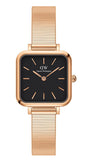 Buy Shop Daniel Wellington Quadro Studio Black Dial Rose Gold Mesh Strap Watch For Women - DW00100518 USA Online