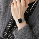 Buy Shop Daniel Wellington Quadro Studio Black Dial Silver Mesh Strap Watch For Women - DW00100522 USA Online