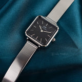 Buy Shop Daniel Wellington Quadro Studio Black Dial Silver Mesh Strap Watch For Women - DW00100522 USA Online