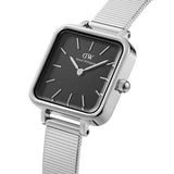 Buy Shop Daniel Wellington Quadro Studio Black Dial Silver Mesh Strap Watch For Women - DW00100522 USA Online