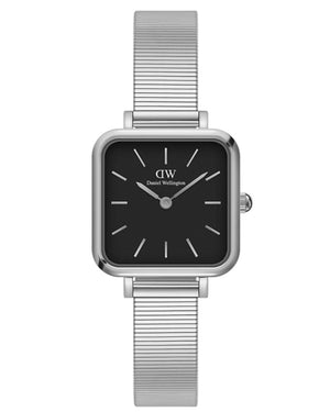 Buy Shop Daniel Wellington Quadro Studio Black Dial Silver Mesh Strap Watch For Women - DW00100522 USA Online