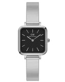 Buy Shop Daniel Wellington Quadro Studio Black Dial Silver Mesh Strap Watch For Women - DW00100522 USA Online