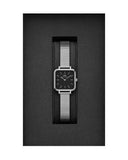 Daniel Wellington Quadro Studio Black Dial Silver Mesh Strap Watch For Women - DW00100522