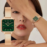 Buy Shop Daniel Wellington Quadro Studio Green Dial Rose Gold Mesh Strap Watch For Women - DW00100520 USA Online