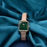 Buy Shop Daniel Wellington Quadro Studio Green Dial Rose Gold Mesh Strap Watch For Women - DW00100520 USA Online