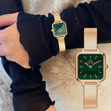 Buy Shop Daniel Wellington Quadro Studio Green Dial Rose Gold Mesh Strap Watch For Women - DW00100520 USA Online
