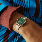 Buy Shop Daniel Wellington Quadro Studio Green Dial Rose Gold Mesh Strap Watch For Women - DW00100520 USA Online