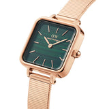 Buy Shop Daniel Wellington Quadro Studio Green Dial Rose Gold Mesh Strap Watch For Women - DW00100520 USA Online
